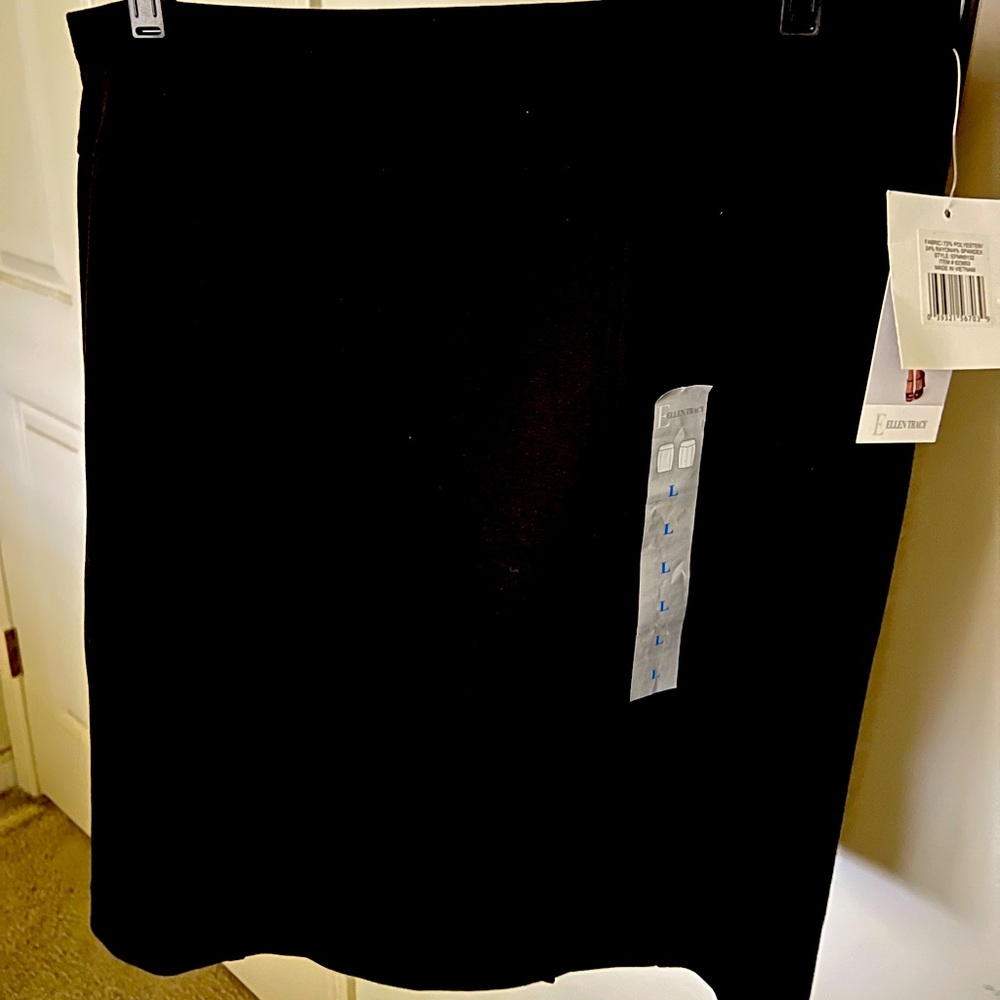 Black polyester rayon pencil skirt knee length